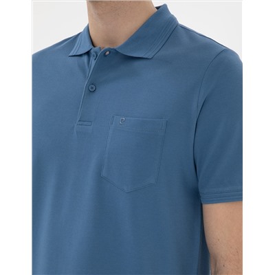 Koyu Mavi Regular Fit %100 Pamuk Polo Yaka Basic Tişört