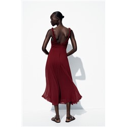 PLEATED MIDI DRESS