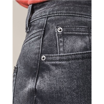 Джинсы трубы с декоративной стиркой из эластичного плотного денима