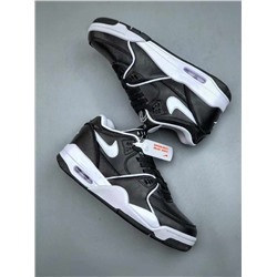 Баскетбольные кроссовки Nik*e Air Flight 89 из черно-белой кожи с высоким берцем в стиле ретро