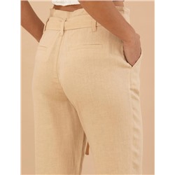 Bej Carrot Fit Keten Pantolon