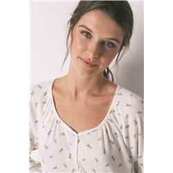 Camisón holgado midi blanco print flores