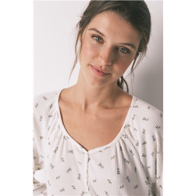 Camisón holgado midi blanco print flores