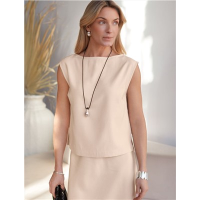 Топ c вырезом лодочка из плотного лиоцелла