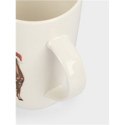 Кружка, 420 мл, фарфор N, белая, Лошадь у елки, Bright horse