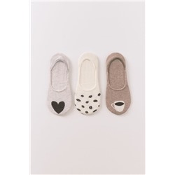 Pack 3 calcetines slip on café