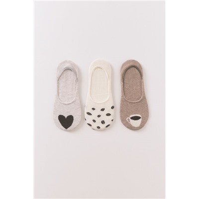 Pack 3 calcetines slip on café