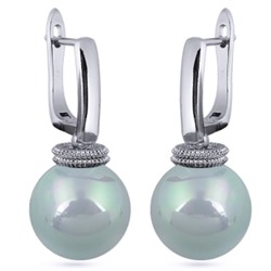 Серьги (Майорка 14мм голубая; покрытие родий), Есть комплект