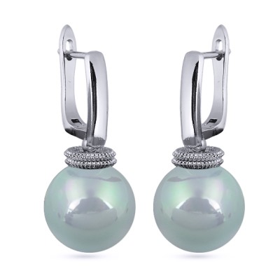 Серьги (Майорка 14мм голубая; покрытие родий), Есть комплект