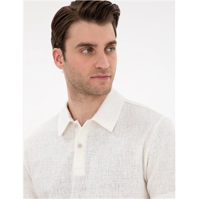 Ekru Slim Fit Polo Yaka Tişört