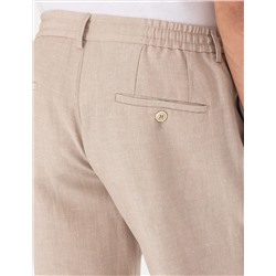 Açık Kahverengi Slim Fit Keten Karışımlı Pantolon