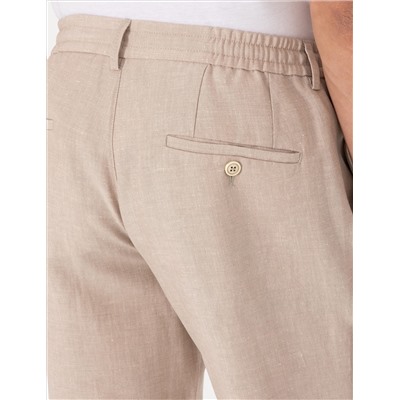 Açık Kahverengi Slim Fit Keten Karışımlı Pantolon