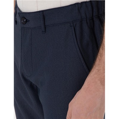Lacivert Slim Fit Beli Lastikli Kanvas Pantolon