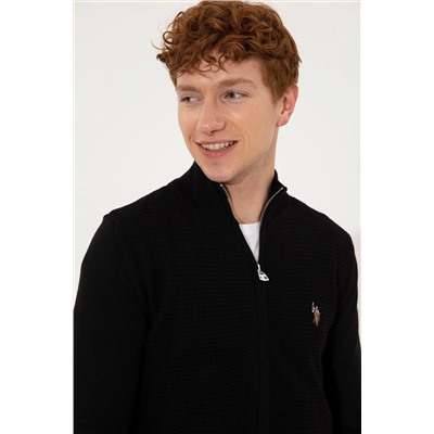 Erkek Siyah Basic Triko Hırka