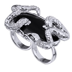 Кольцо Змея (кристаллы SW белые; покрытие родий), Есть комплект