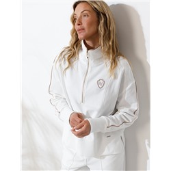 Джемпер с воротом на молнии и лампасами из футера двухнитки с эластаном