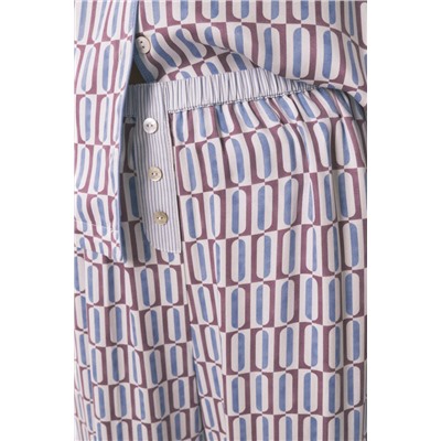 Pijama camisero largo satén print geométrico