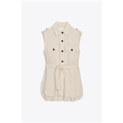 LONG WAISTCOAT WITH LINEN BELT