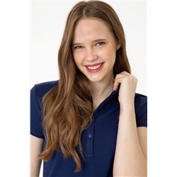 Kadın Lacivert Basic Polo Yaka Tişört