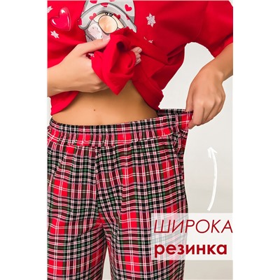 Пижама женская с брюками гномы красный
