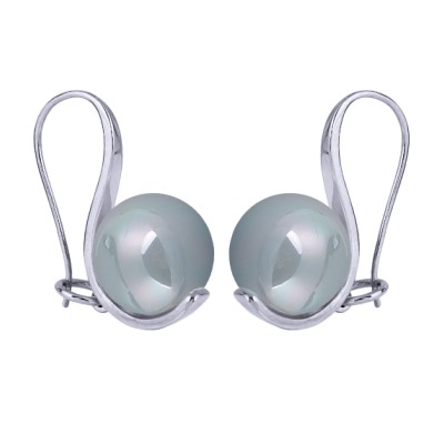 Серьги (Майорка 14мм голубая; покрытие золото), Есть комплект