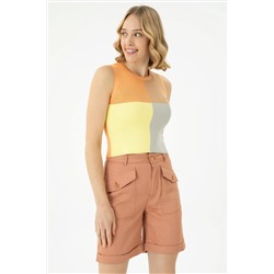 Kadın Turuncu Bisiklet Yaka Kazak