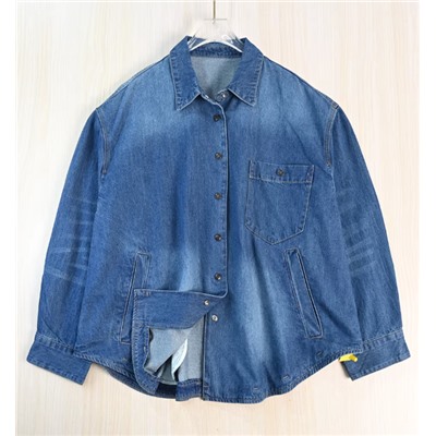 Свободная повседневная рубашка с длинным рукавом из хлопка и льняной смеси