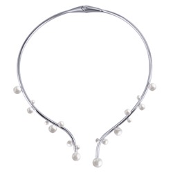 Колье Просекко (Майорка 4-10мм белая; покрытие родий), Есть комплект