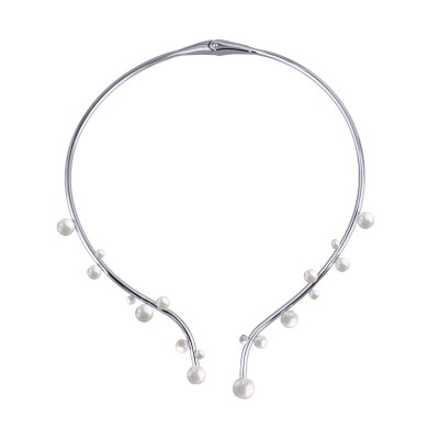 Колье Просекко (Майорка 4-10мм белая; покрытие родий), Есть комплект