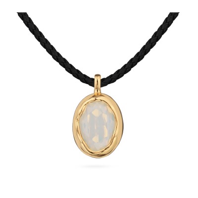 Колье-чокер Грация (кристаллы SW 14х10 белый опал; золото) 38-45см, Есть комплект