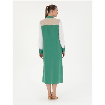 Yeşil Keten Comfort Fit Tunik