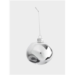 Игрушка елочная, 8 см, 2 шт, стекло, серебристая, Абстрактный шар, New year