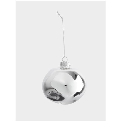 Игрушка елочная, 8 см, 2 шт, стекло, серебристая, Абстрактный шар, New year