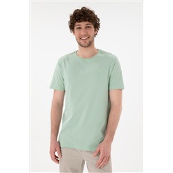 Erkek Regular Fit Bisiklet Yaka Su Yeşili Basic Tişört