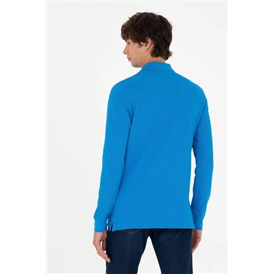 Erkek Kobalt Mavi Basic Sweatshirt