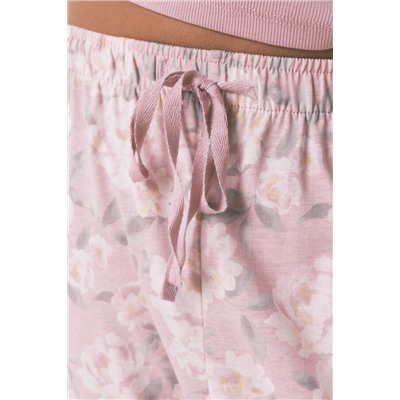 Pijama largo algodón estampado floral rosa