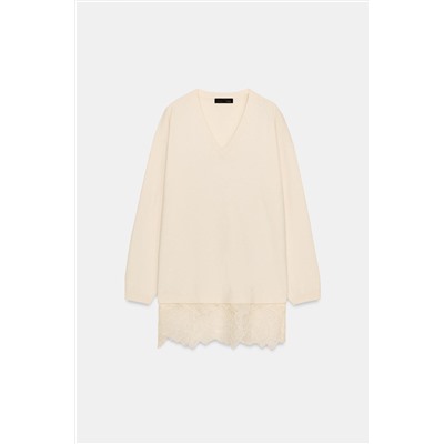 LONG KNIT JUMPER WITH LACE DETAIL