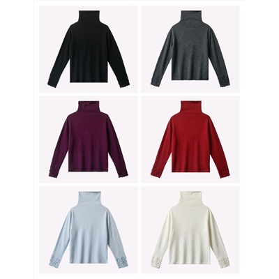 Женский кашемировые свитер с кружевными манжетами Макс Мар*а