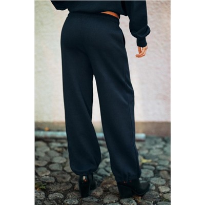 BASIC STRAIGHT PLUSH TROUSERS WITH ADJUSTABLE HEM