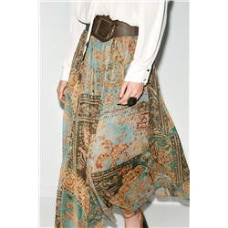 FALDA MIDI ESTAMPADA CINTURÓN