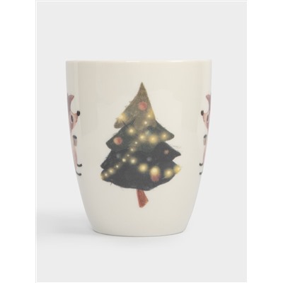 Кружка, 320 мл, фарфор N, белая, Ежик у елки, Child holiday