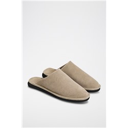 Zapatillas de casa forradas de nobuk Beige