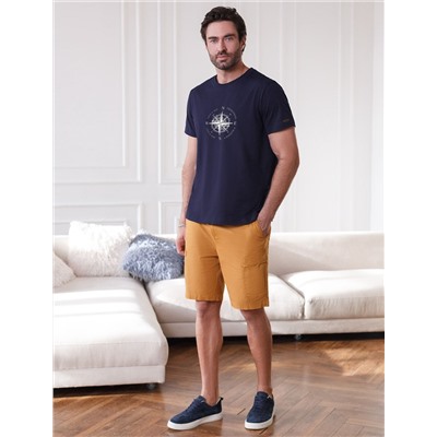 Футболка полуприлегающего кроя с принтом из премиального хлопка