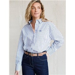 Блузка свободного силуэта в полоску из эластичного хлопка
