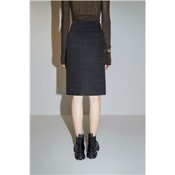 Falda recta de talle alto Negro