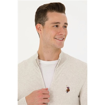 Erkek Taş Melanj Basic Triko Hırka