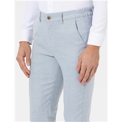 Açık Mavi Slim Fit Beli Lastikli Kanvas Pantolon