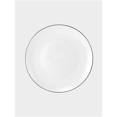 Тарелка десертная, 19 см, фарфор P, белая, с серебристым кантом, White Platinum