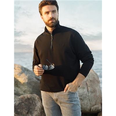 Свитшот с воротом стойкой на молнии из эластичного футера двухнитки