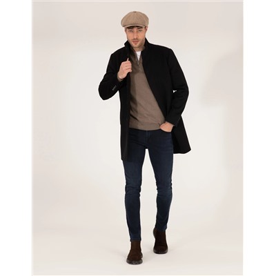 Siyah Slim Fit Palto